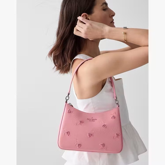 ♠️Kate Spade Margot Floral Applique Shoulder Bag, Grapefruit Soda Pink NEW NWT - Picture 5 of 5